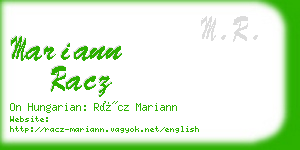 mariann racz business card